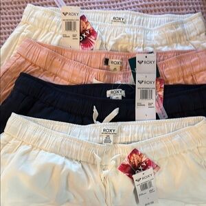 Roxy Athletic Shorts White and Pink Soft Fabric